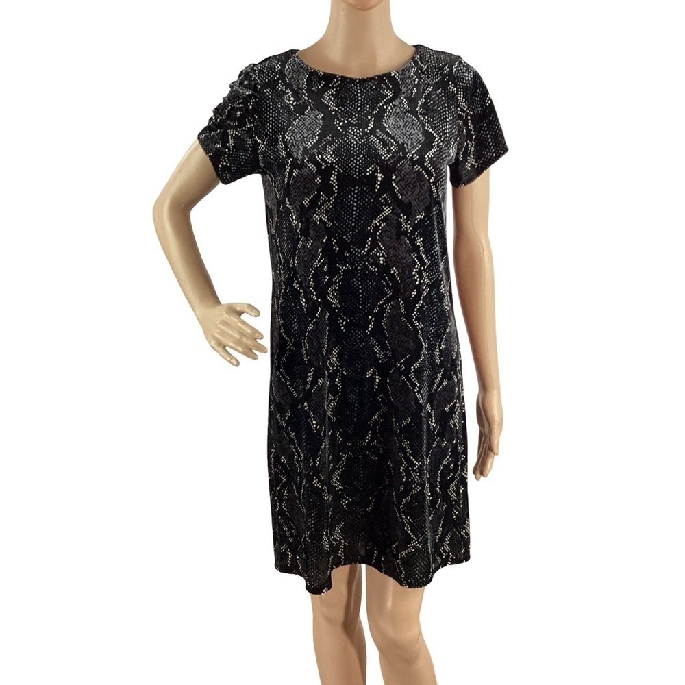 Jude Connally Ella Velvet Snakeskin Dress Black Size XS